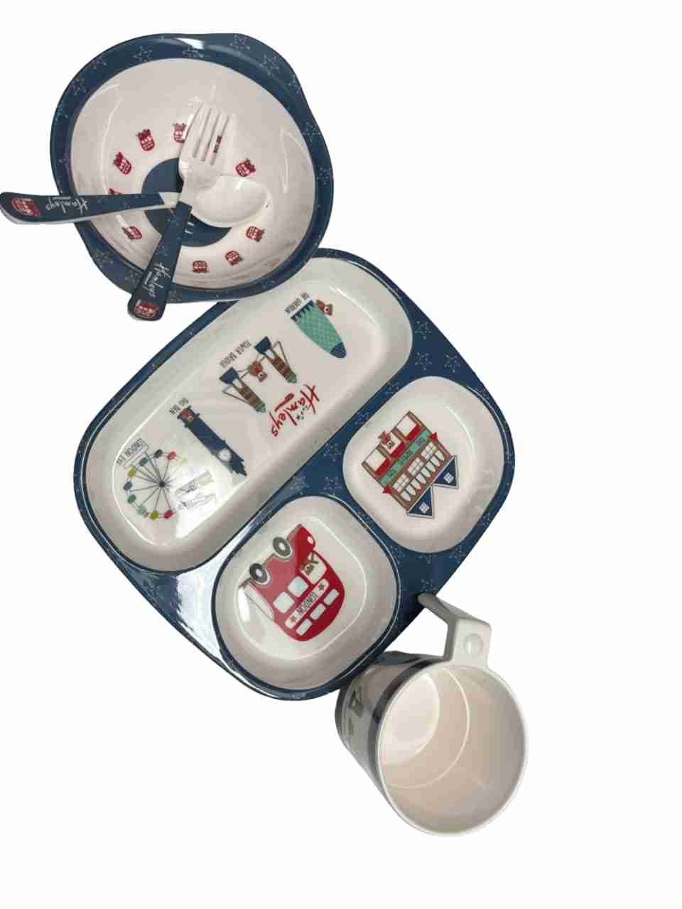 Hamleys Kids Melamine Dinner Set London, 5 Pc, Blue, 1Y+
