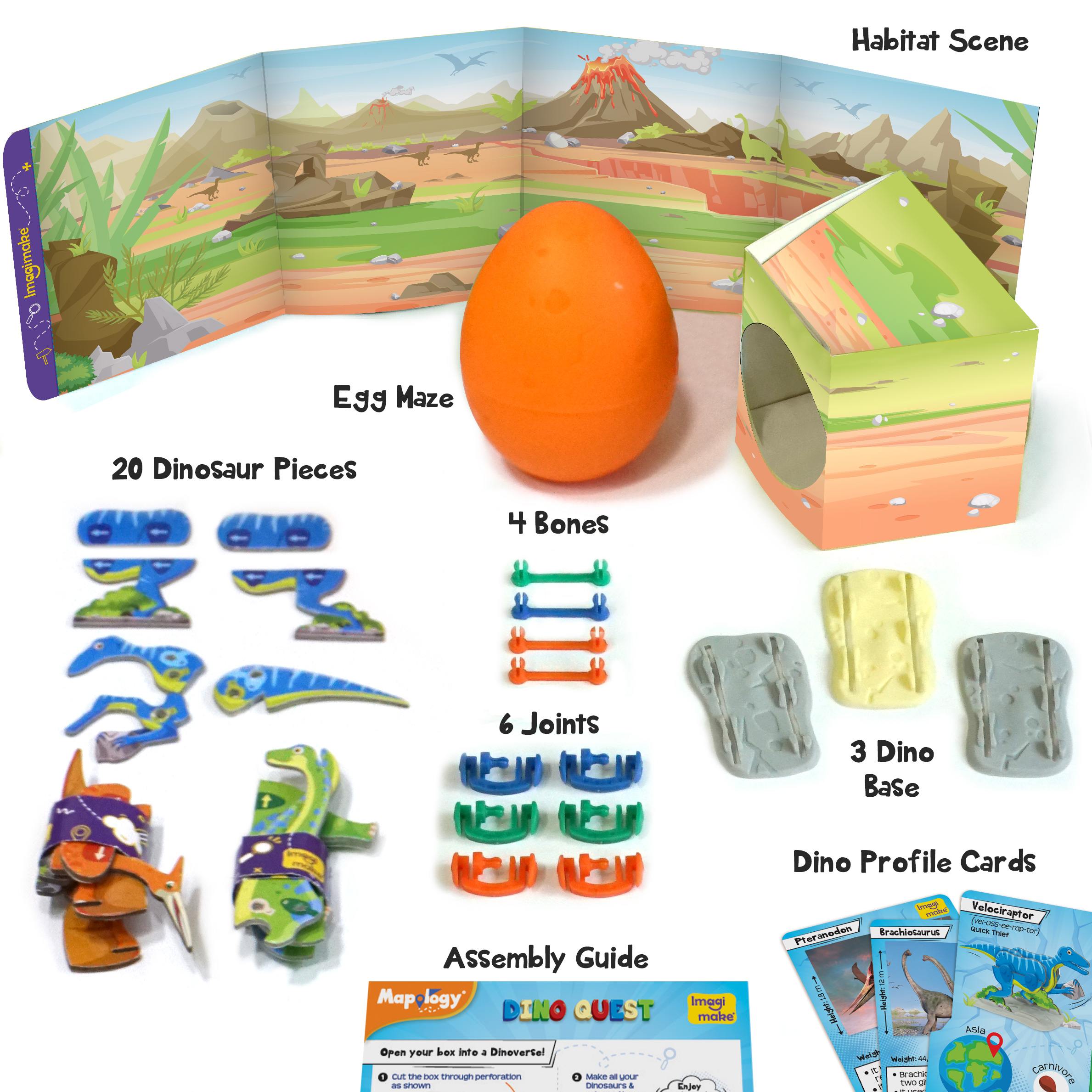 Imagimake Mapology: Dino Quest, 3D Puzzles For Kids, Orange, 5Y+