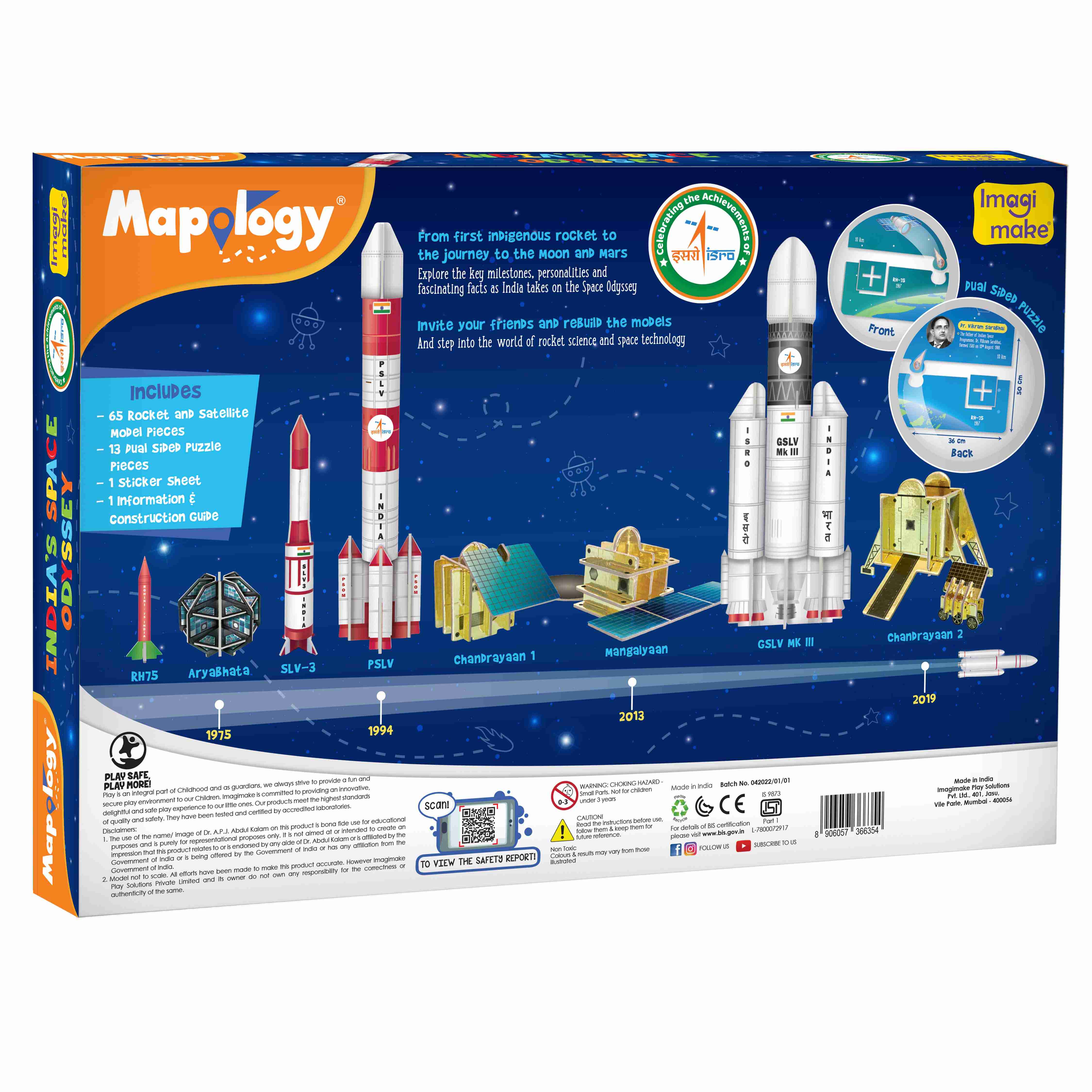 Imagimake Mapology : India'S Space Odyssey, 3D Puzzles For Kids, 7Y+