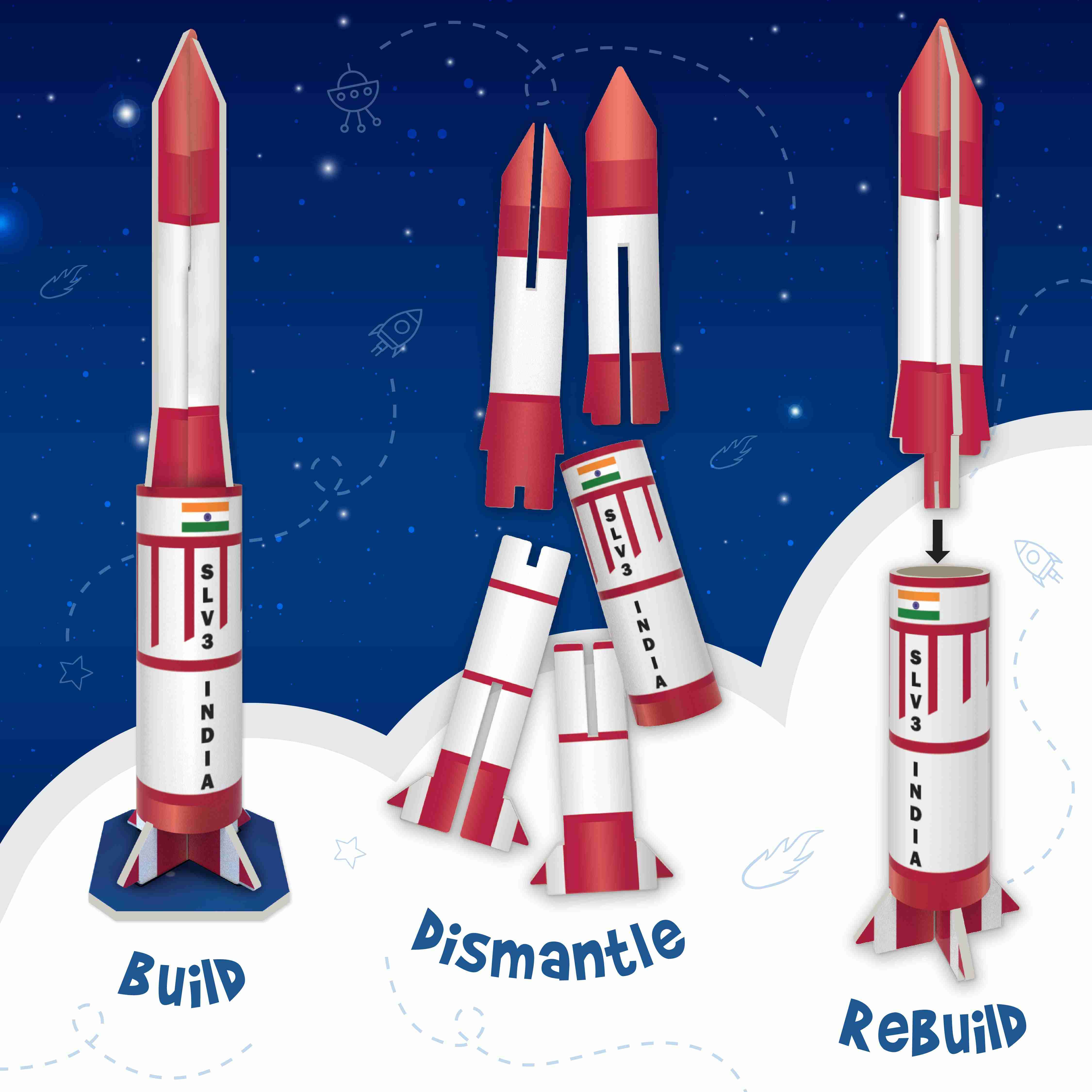Imagimake Mapology : India'S Space Odyssey, 3D Puzzles For Kids, 7Y+