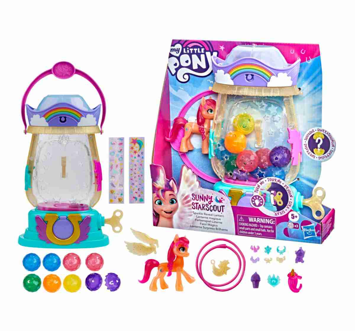 My Little Pony: A New Generation Movie Sparkle Reveal Lantern Sunny Starscout Light Up Toy with 25 Pieces, 5Y+
