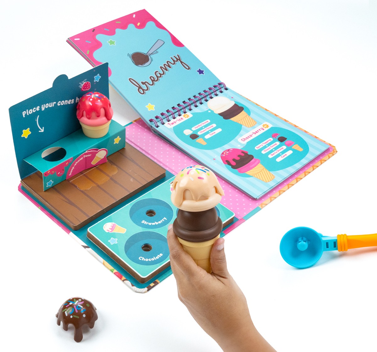 Dabble Pretend Play Ice-Cream Playset by Playshifu, Dream of Ice Cream, Ice Cream Toy, Kids for 3Y+, Multicolour