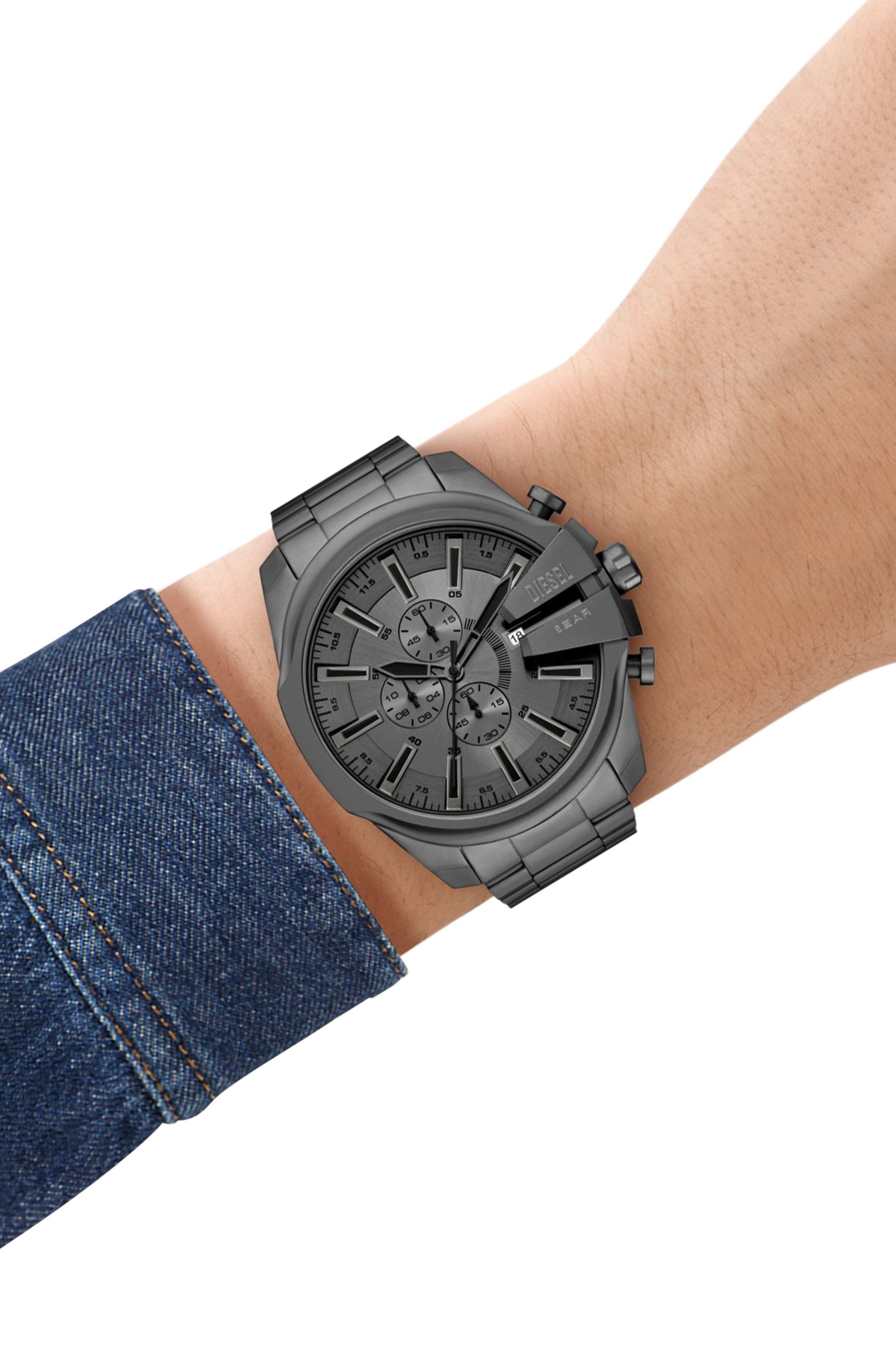 Grey DZ4676- Diesel Mega Chief Slim Chronograph Gray Stainless Steel Watch