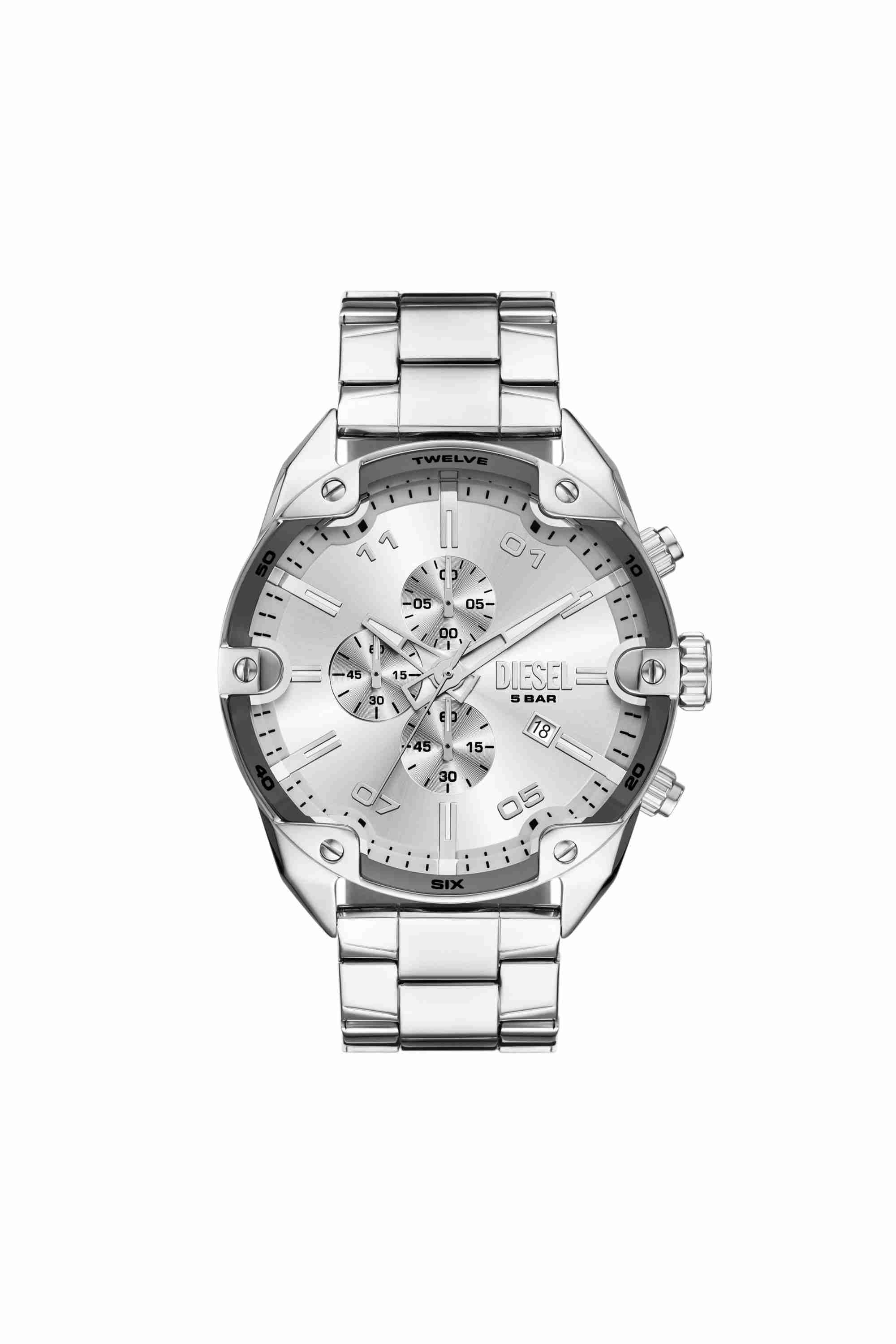 Silver DZ4677- Diesel Spiked Chronograph Stainless Steel Watch