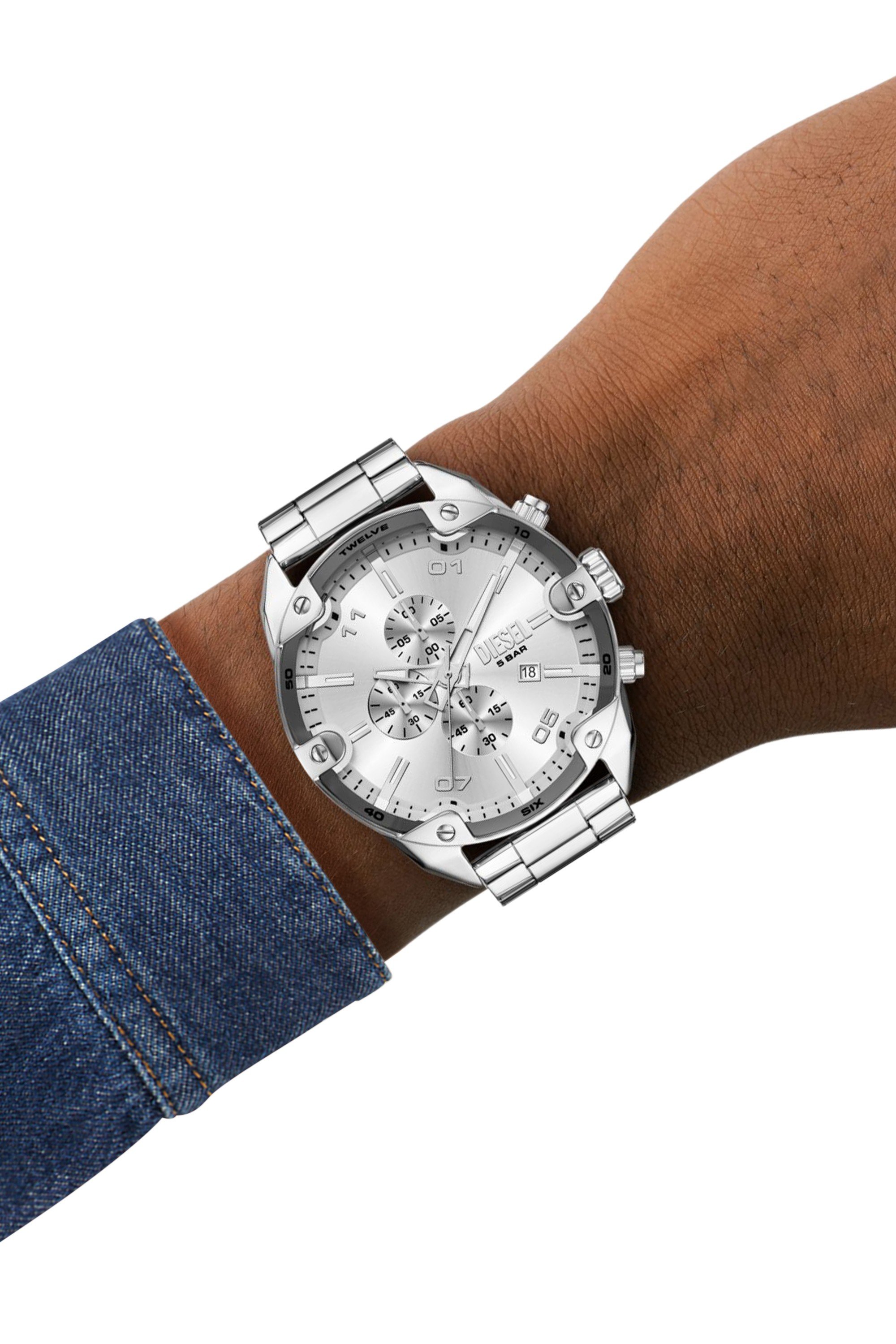 Silver DZ4677- Diesel Spiked Chronograph Stainless Steel Watch