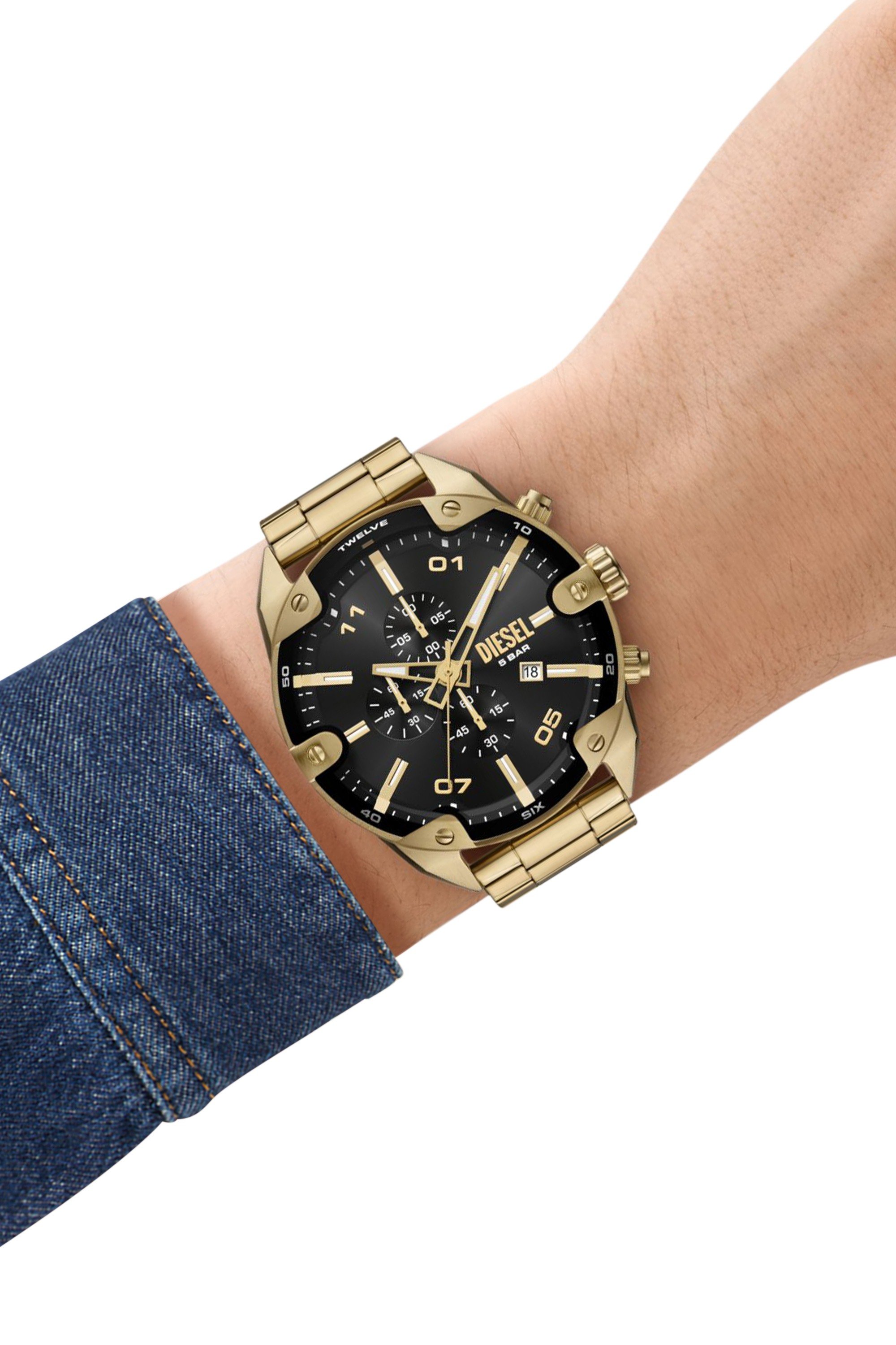 Gold DZ4678- Diesel Spiked Chronograph Gold-Tone Stainless Steel Watch