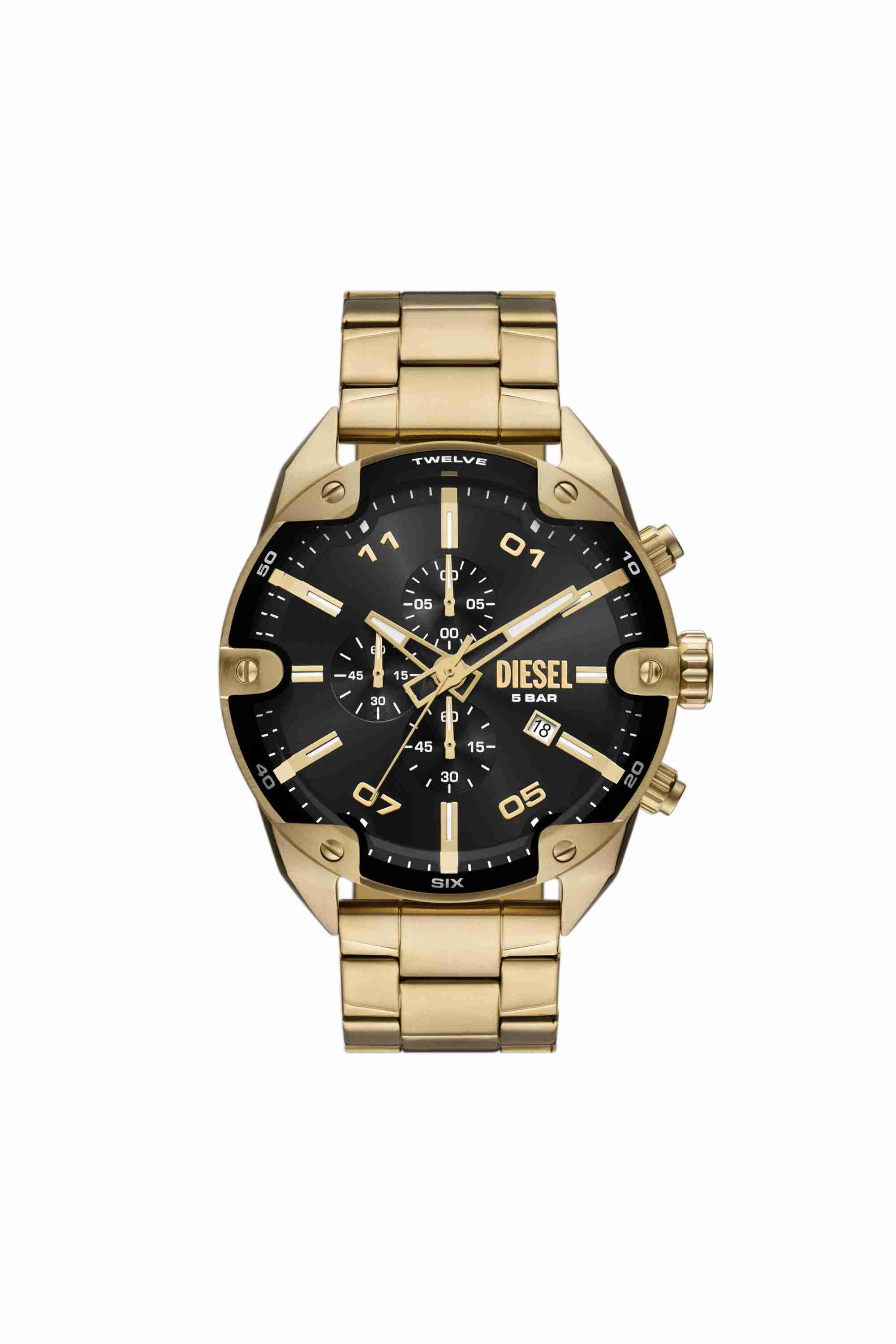 Gold DZ4678- Diesel Spiked Chronograph Gold-Tone Stainless Steel Watch