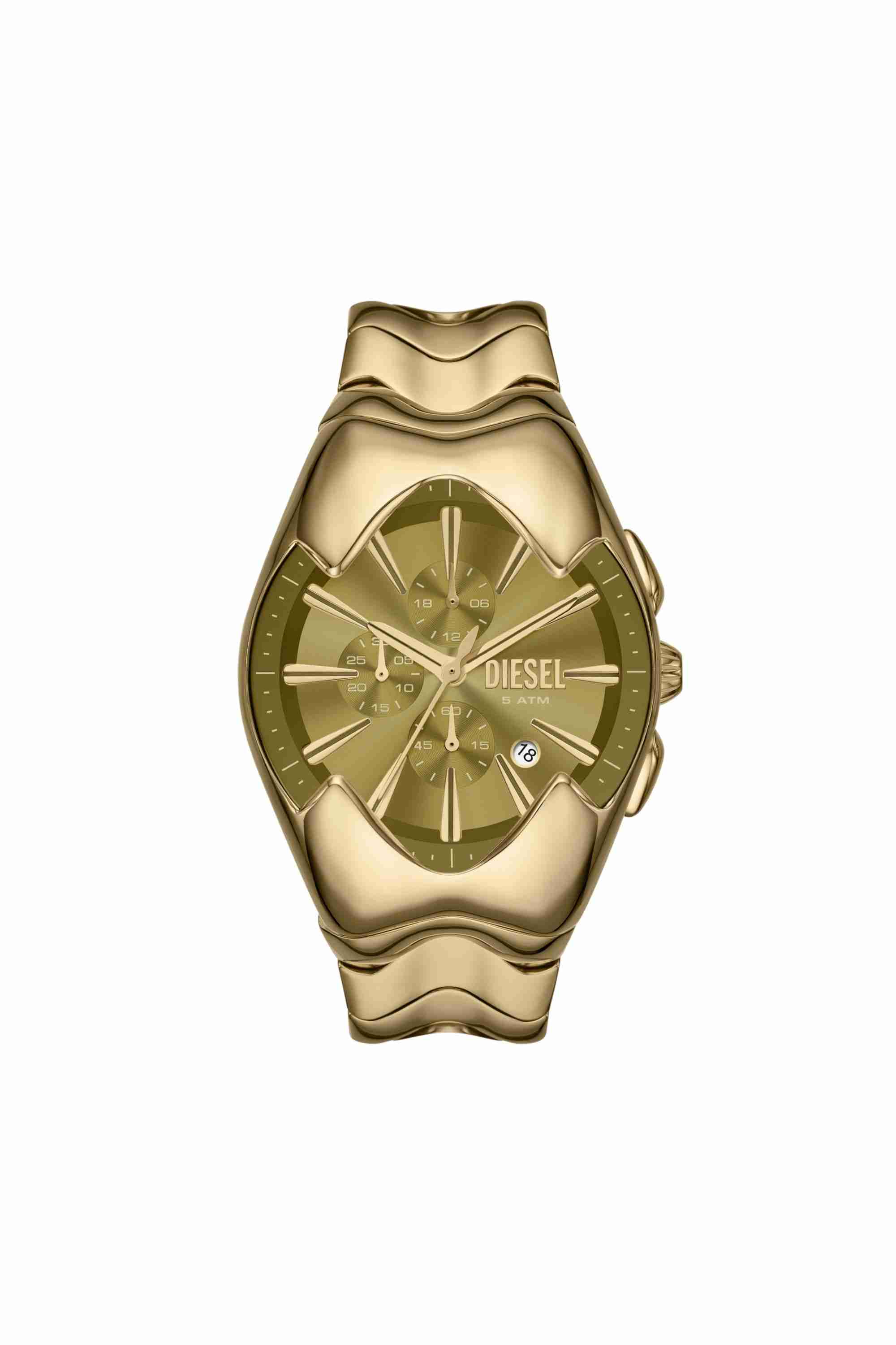 Silver Diesel Mercurial Chronograph Gold-Tone Stainless Steel Watch