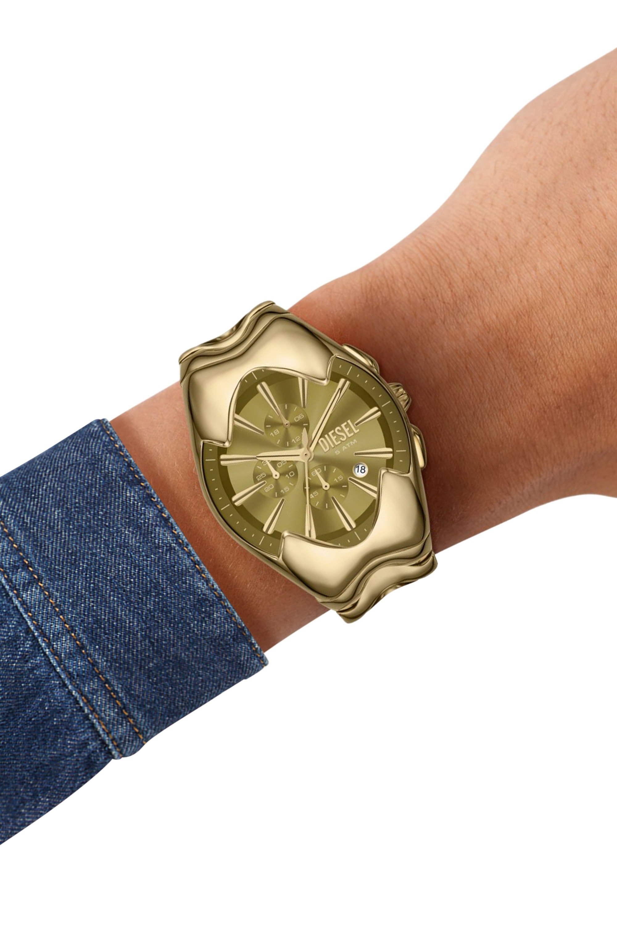 Silver Diesel Mercurial Chronograph Gold-Tone Stainless Steel Watch