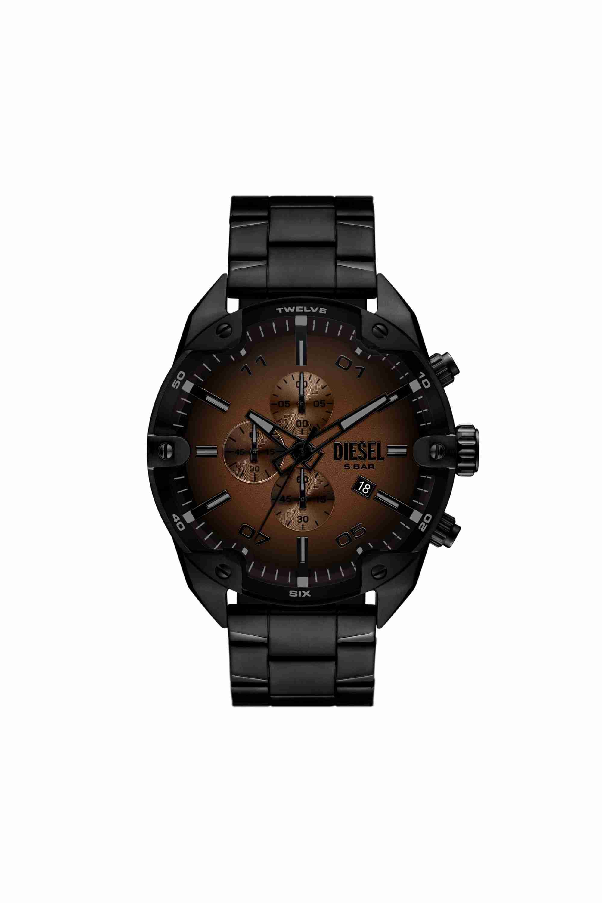 Black Spiked black stainless steel watch