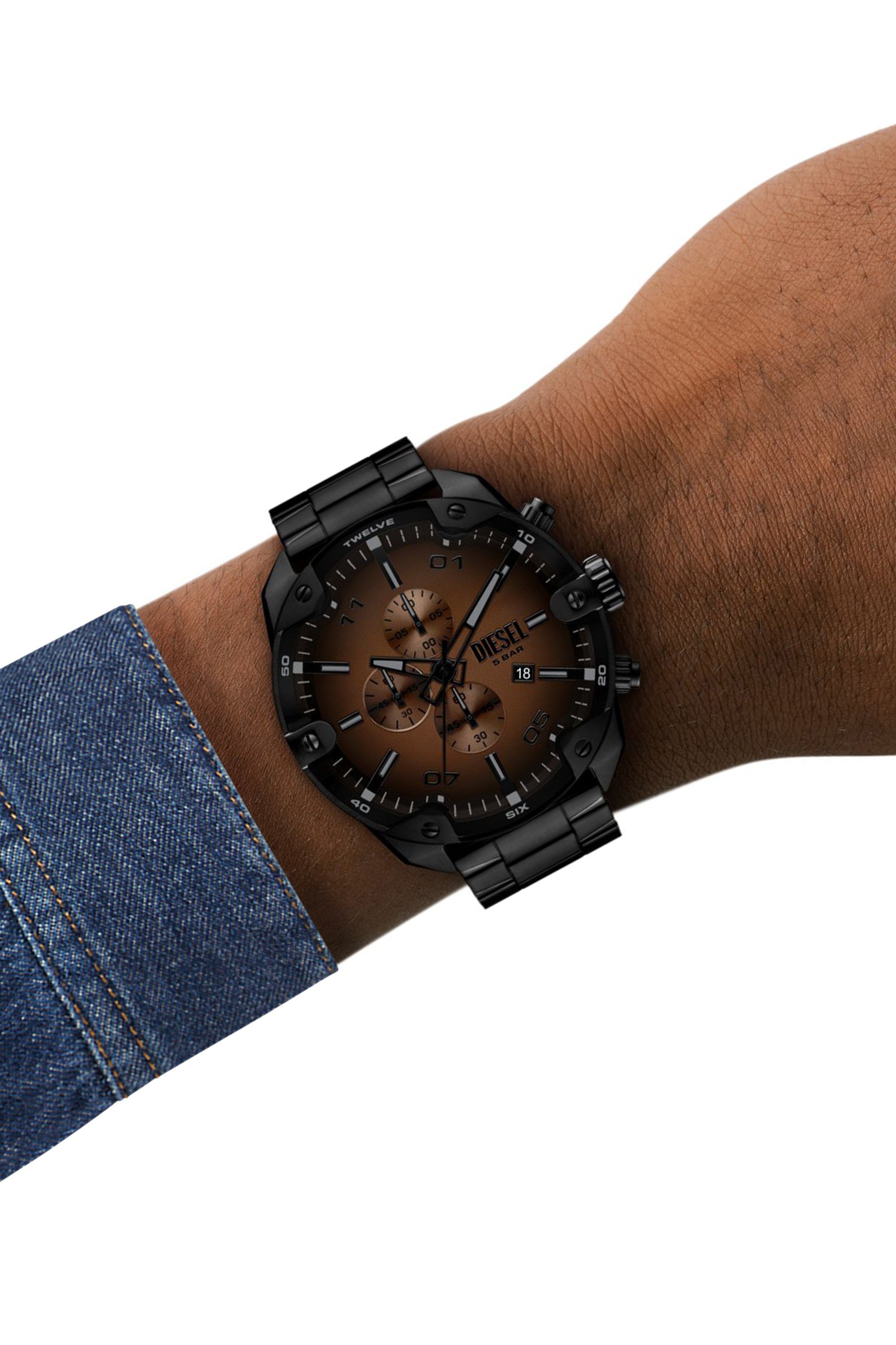 Black Spiked black stainless steel watch