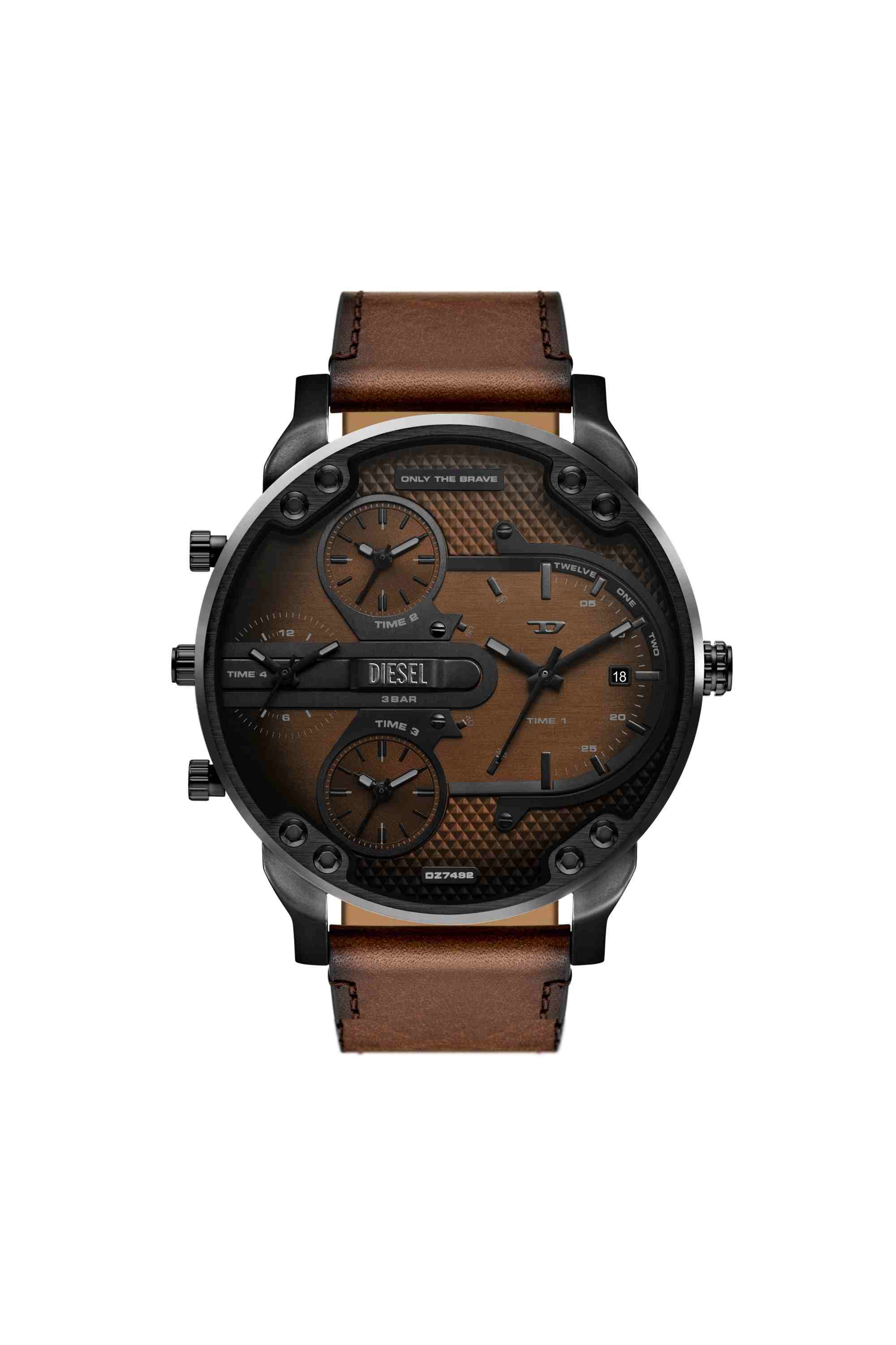 Brown Mega Chief Slim brown leather watch