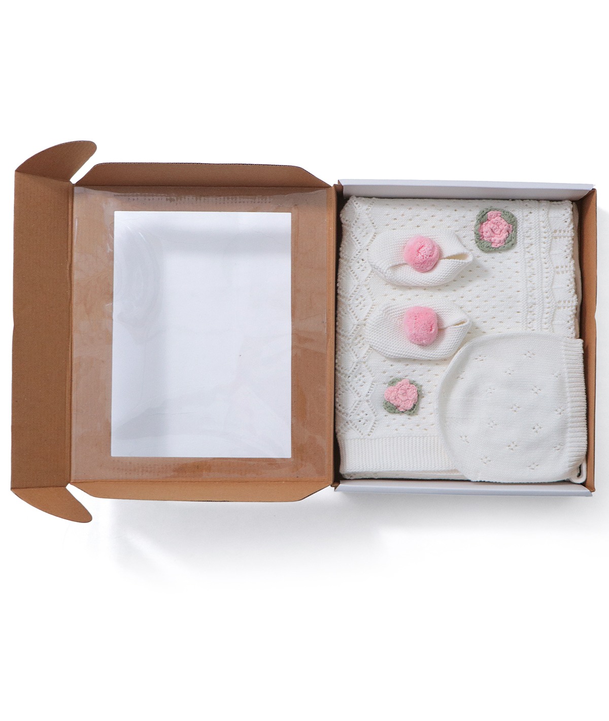 Crochet Gift Box- PO3 Pink & Ivory