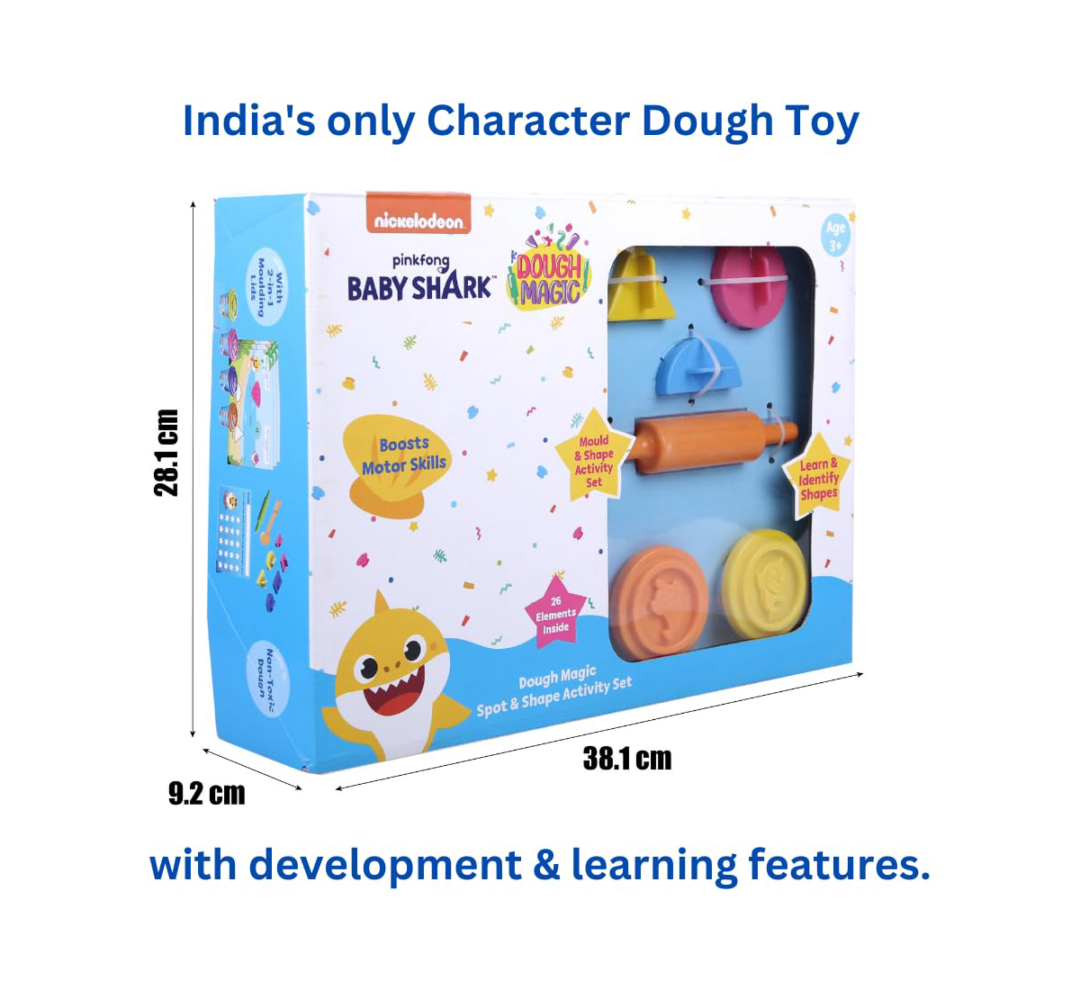 WinMagic Dough Magic Baby Shark Spot & Shape Activity Set For Kids of Age 3Y+, Multicolour