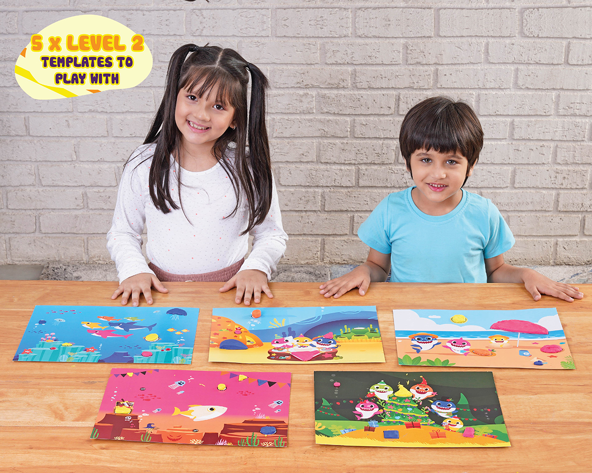 WinMagic Dough Magic Baby Shark Spot & Shape Activity Set For Kids of Age 3Y+, Multicolour