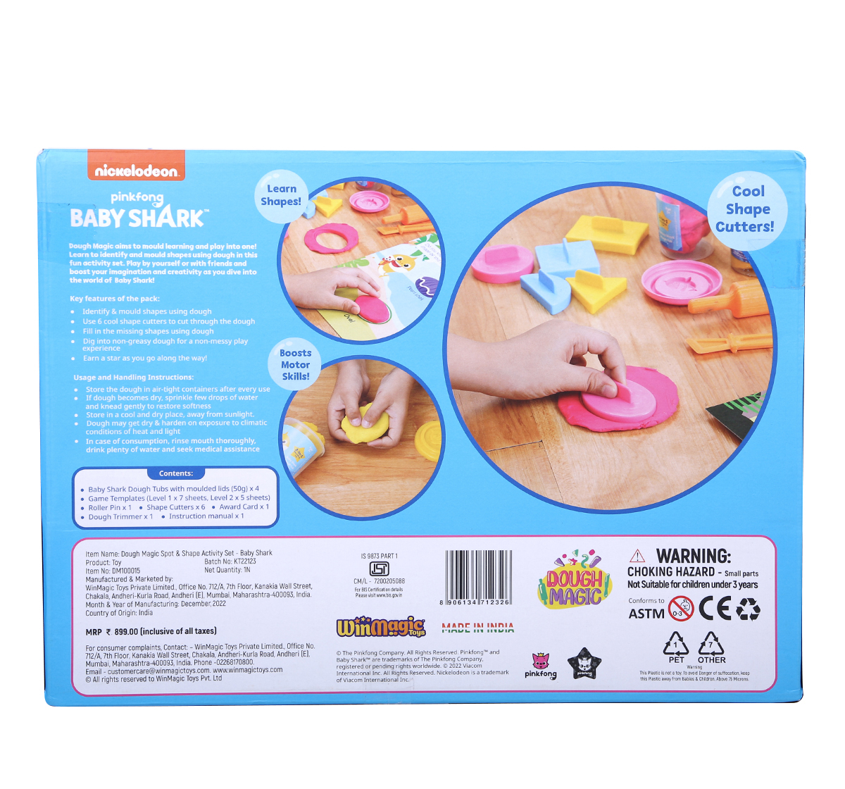 WinMagic Dough Magic Baby Shark Spot & Shape Activity Set For Kids of Age 3Y+, Multicolour