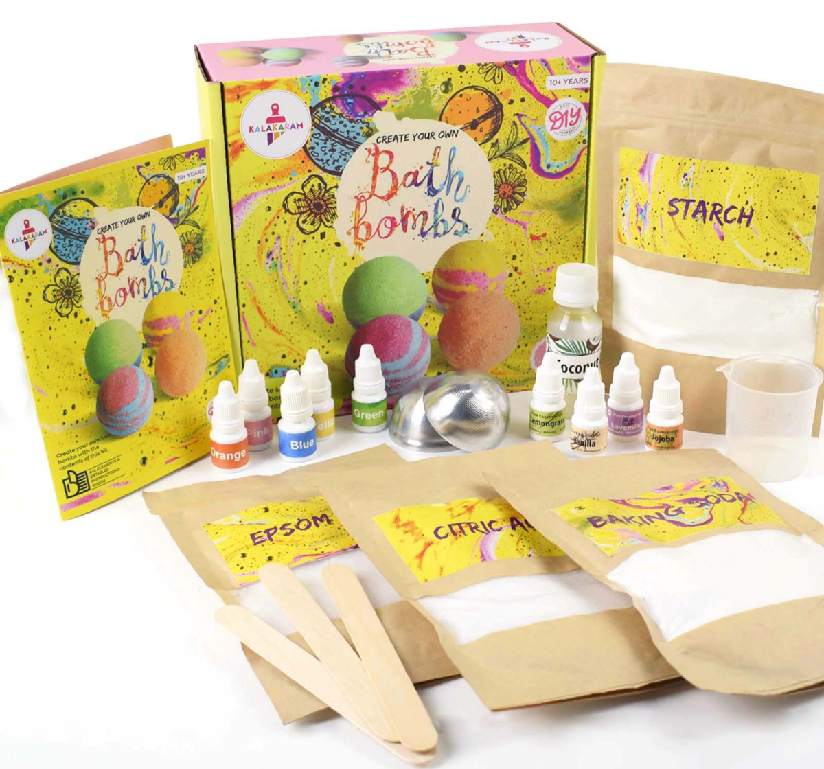 Kalakaram DIY Bath Bomb Making Kit, Make your Own Bath Bombs at home, Kids Fun Activity and Educational Kit for, 12Y+, Multicolour