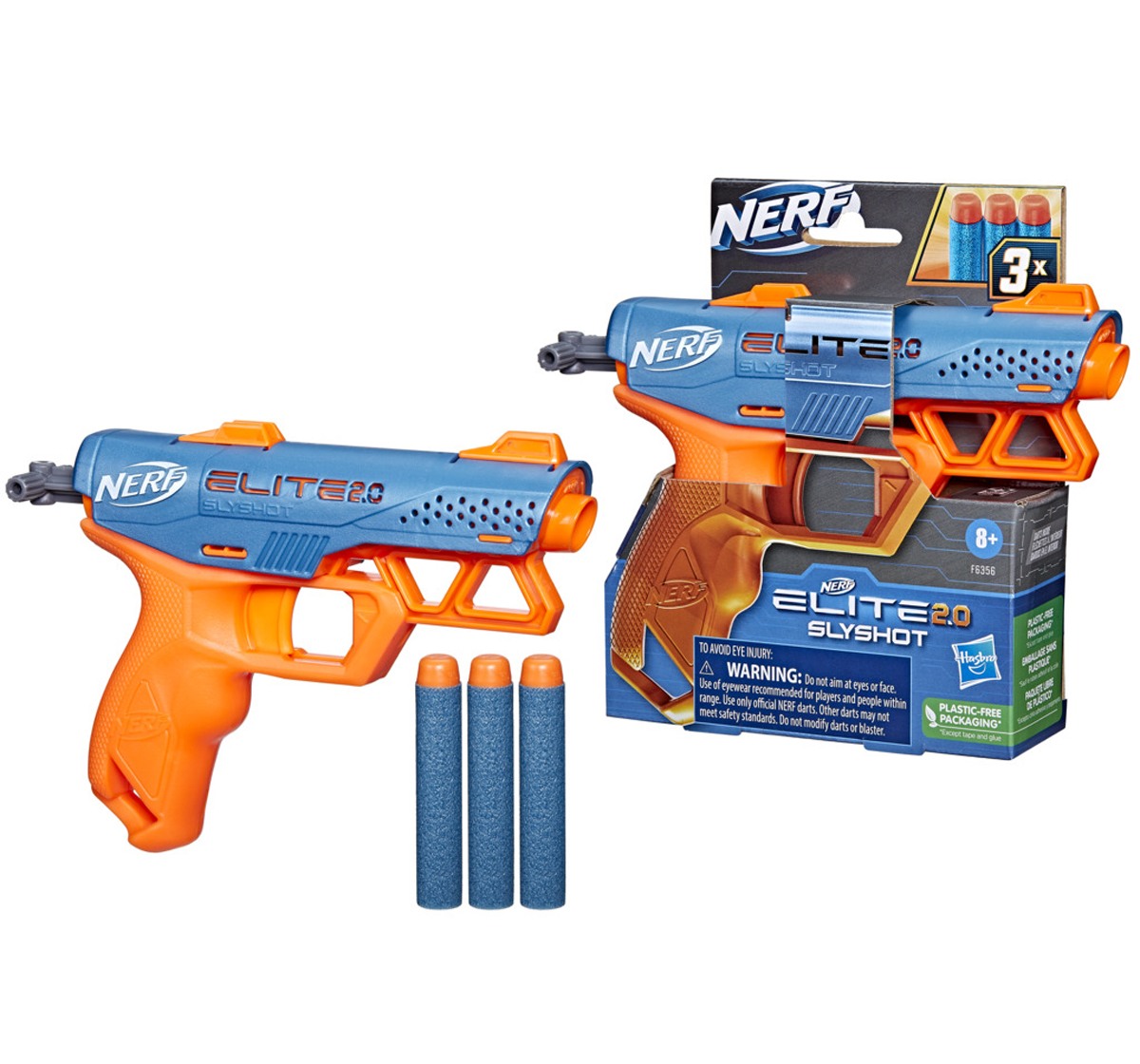 Nerf Elite 2.0 Slyshot Blaster, 2 Dart StorAge, 3 Nerf Elite Darts, Pull To Prime Handle, Toy Foam Blaster For Kids Age 8+ Years