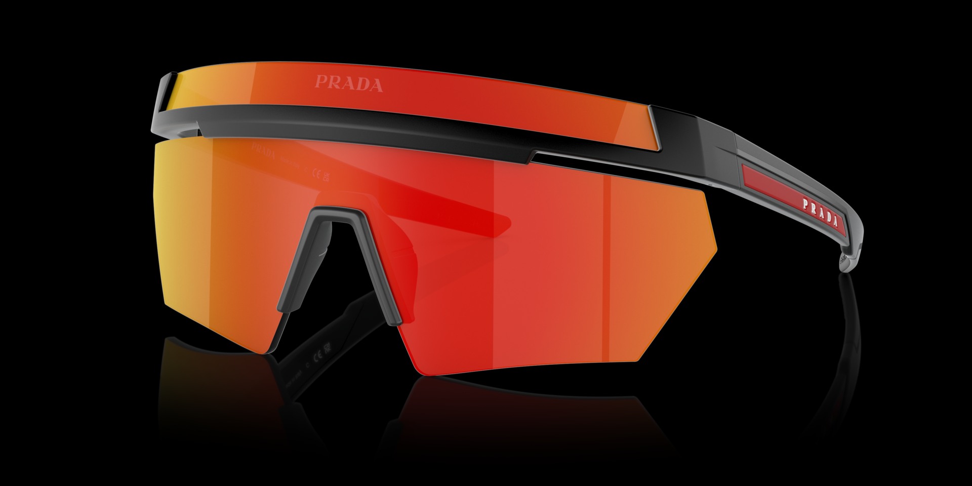 Prada Linea Rossa Black Injected Man Sunglass