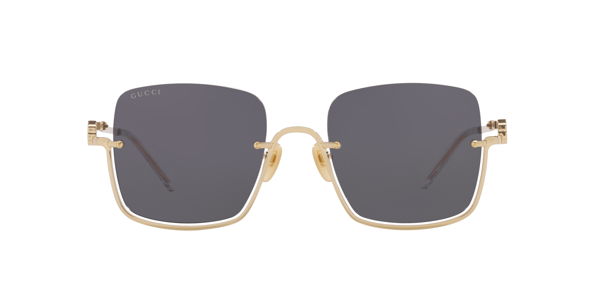 Gucci GG0076S Women Oval Designer Sunglasses Gloss Black Gold/Grey Gradient  60mm - Speert International