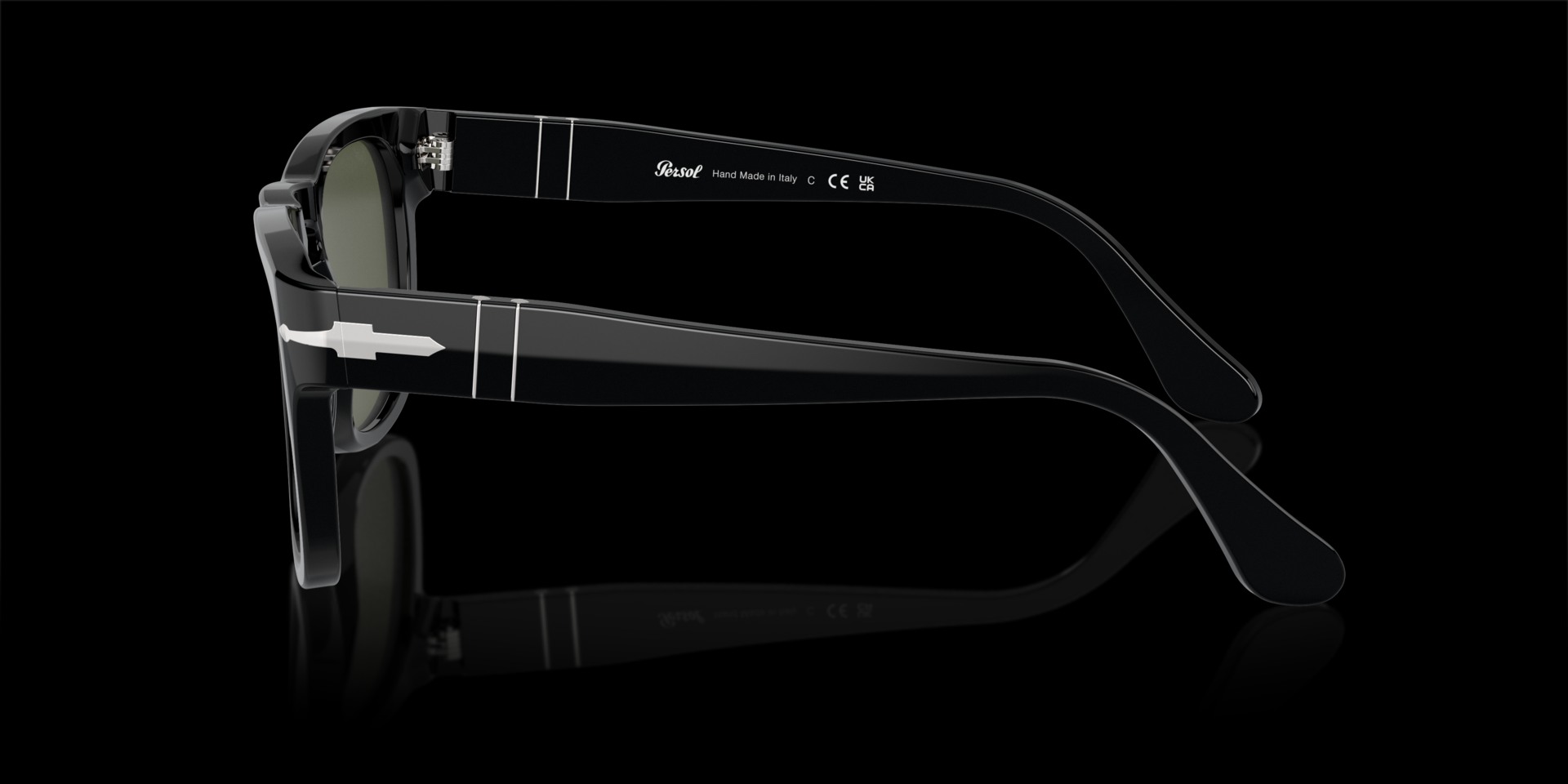 Persol Black Acetate Unisex Sunglass
