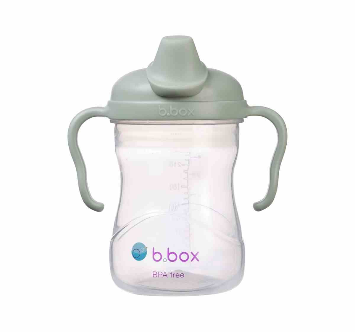 b.box Soft Spout Sippy Cup - Gentle Silicone Spout, Easy-Grip Handles and Leak-Proof Design - 240ml - Sage Green