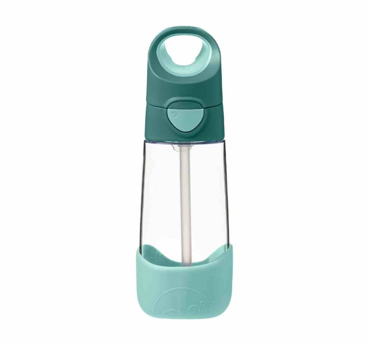 b.box Tritan Straw Drink Bottle - Durable, Spill-Proof and Kid-Friendly - 450ml - Emerald Forest Green