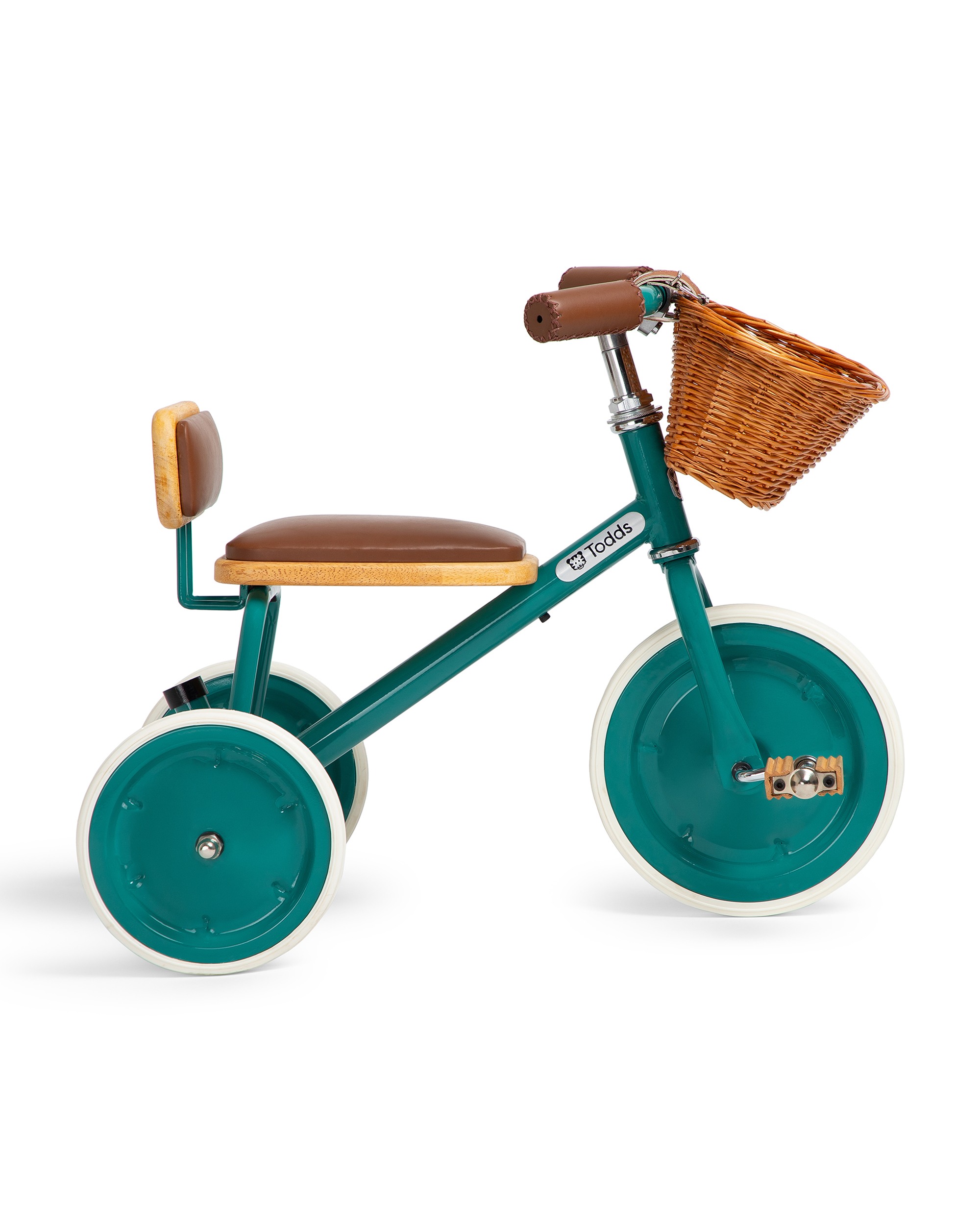 Todds Trike - Toddler Pedal Trike With Durable Metal Frame, Comfort Seat and Artisan Basket For Everyday Use - Mermaid Teal