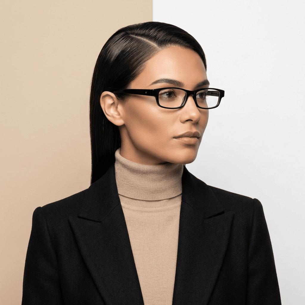 Black Rectangle Reading Glasses for Unisex
