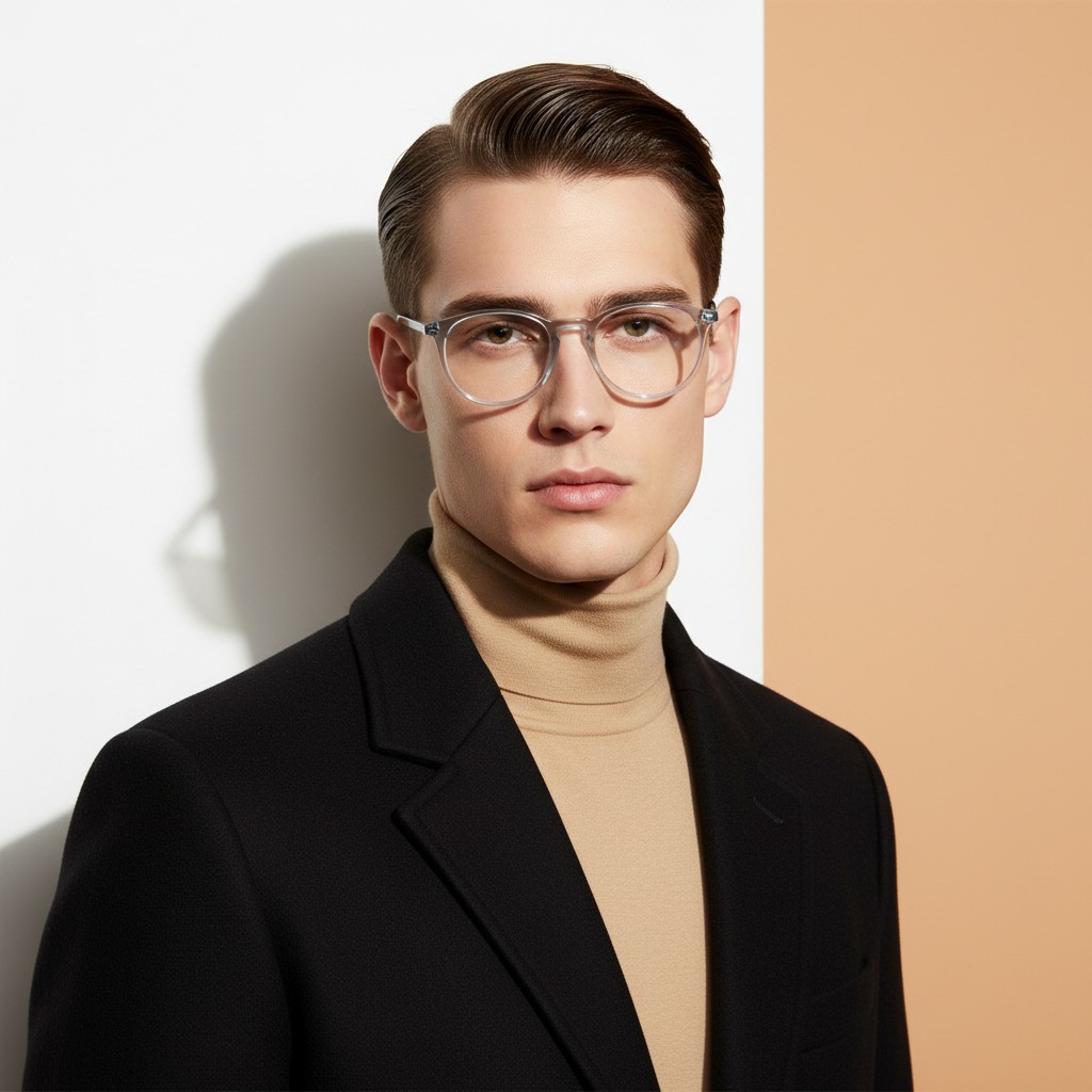 White Round Frame for Men