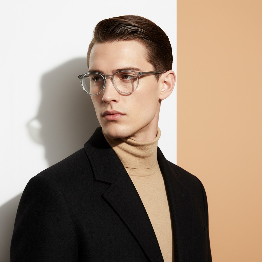 White Round Frame for Men