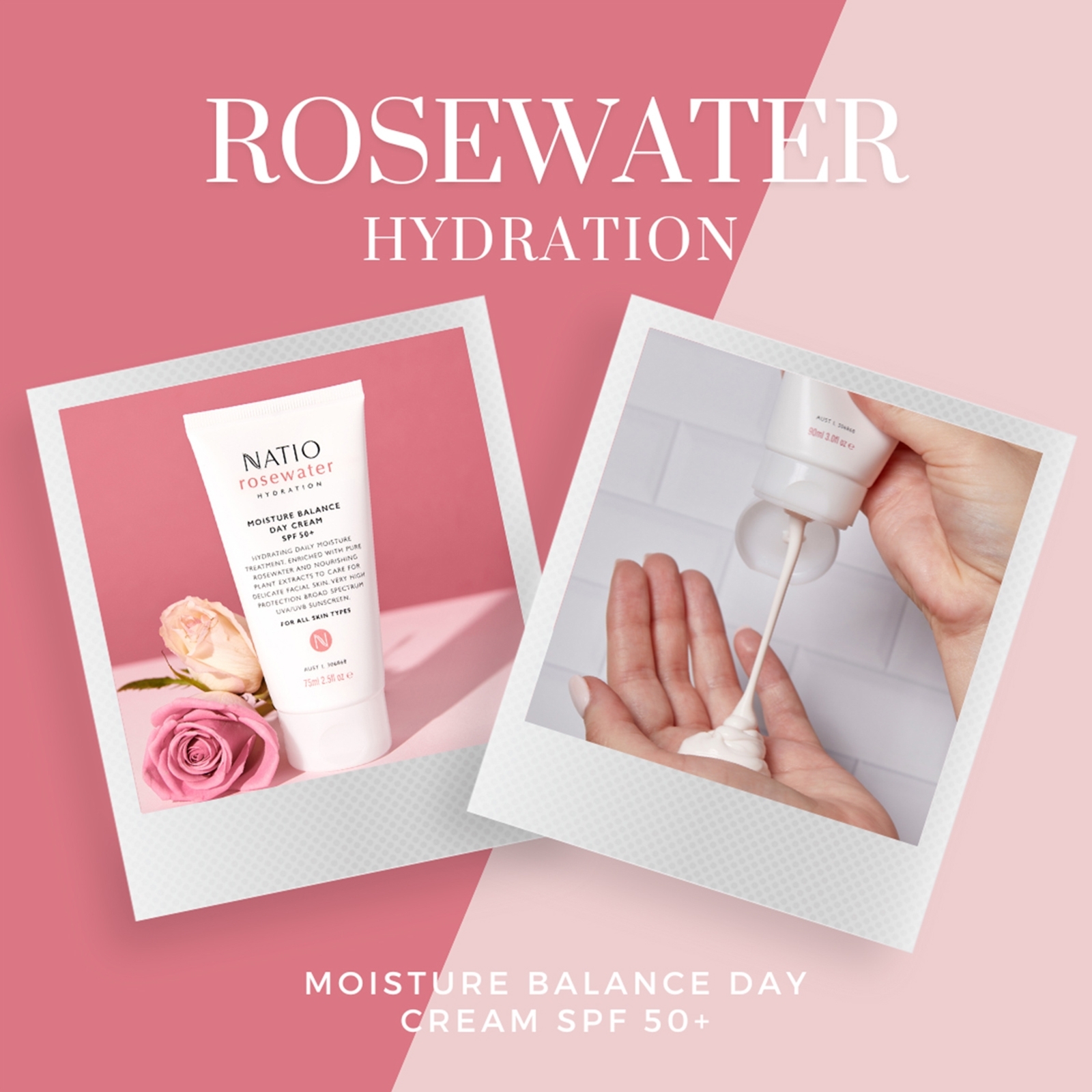 Rosewater Hydration Moisture Balance Day Cream SPF 50+ • 90ML