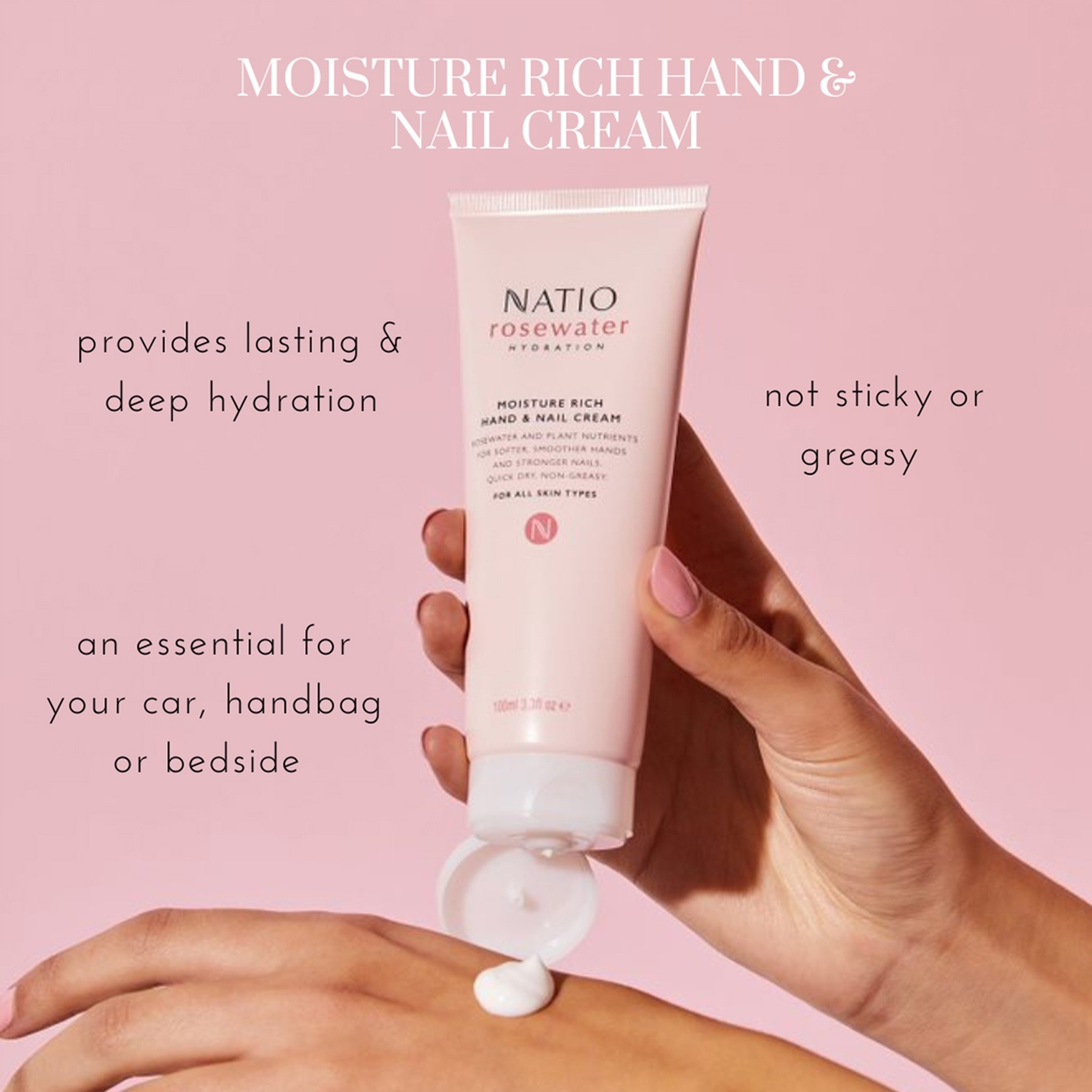 Rosewater Hydration Moisture Rich Hand & Nail Cream • 100ML