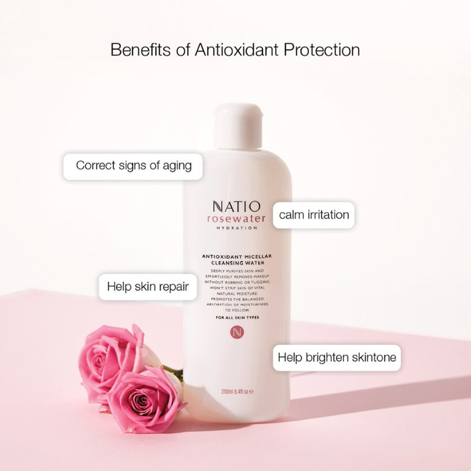 Rosewater Antioxidant Micellar Cleansing Water • 250ml