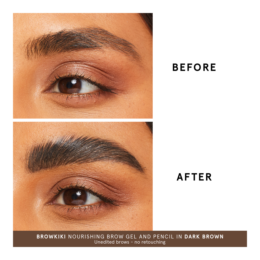 BrowKiki Tinted Nourishing Brow Gel • Dark Brown - Neutral undertones, for dark brunette hair