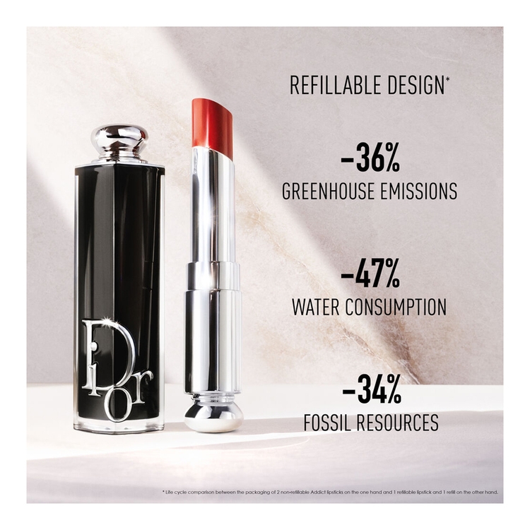 Addict Shine 90% Natural Origin Refillable Lipstick • 636 Ultra Dior