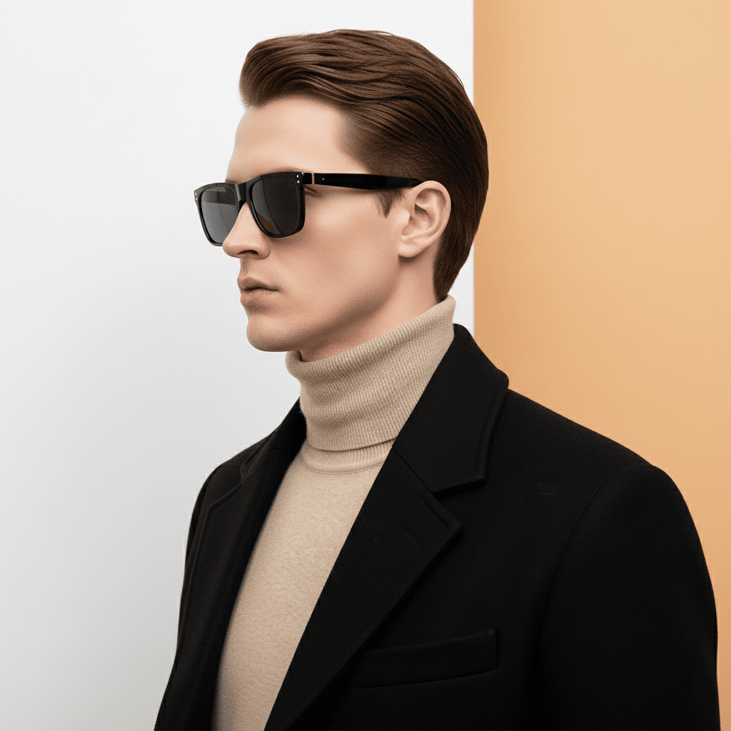 Black Rectangle Sunglasses for Men
