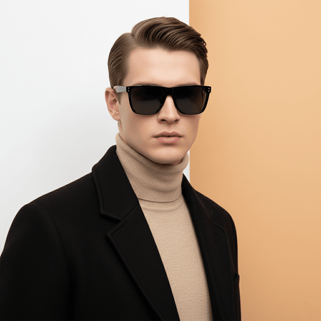 Black Rectangle Sunglasses for Men