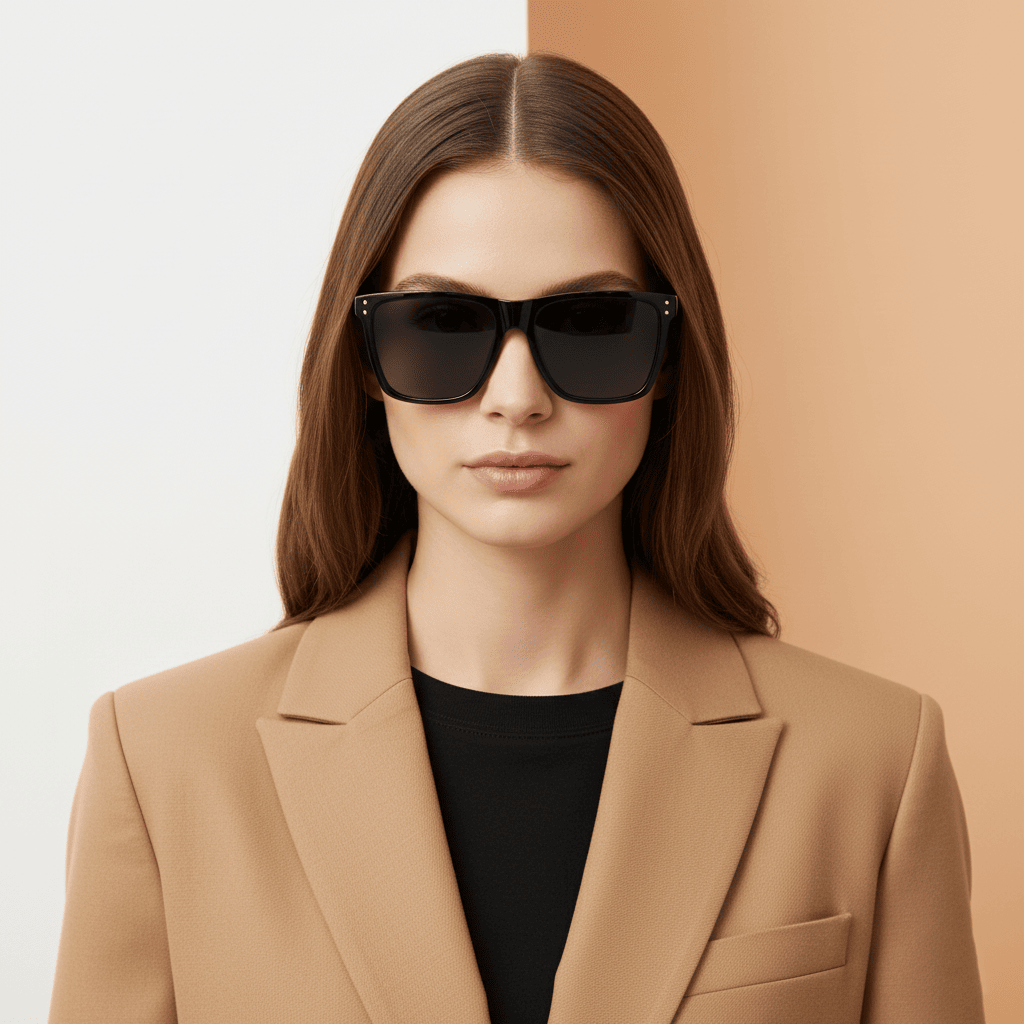 Navy Blue Rectangle Sunglasses for Men