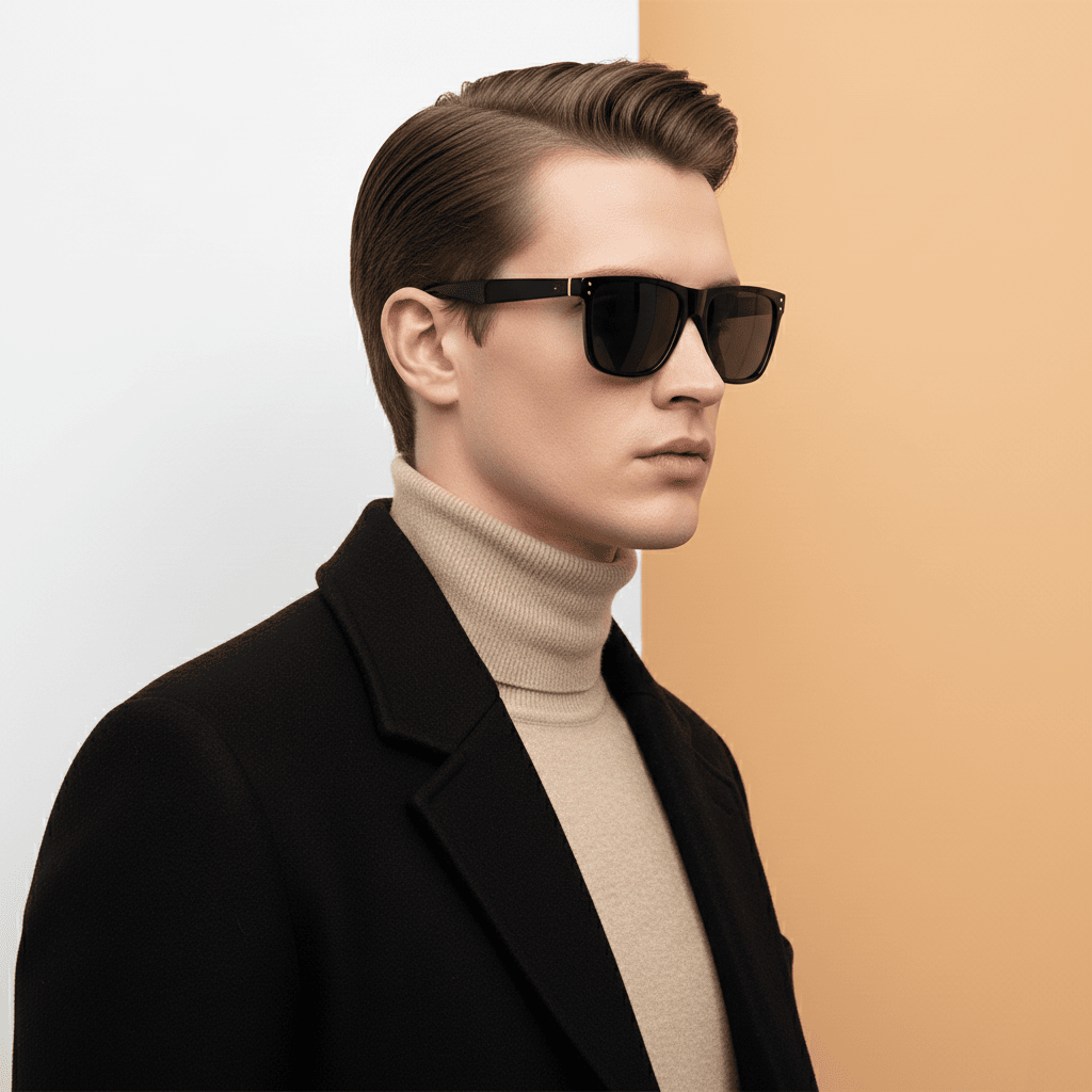 Navy Blue Rectangle Sunglasses for Men