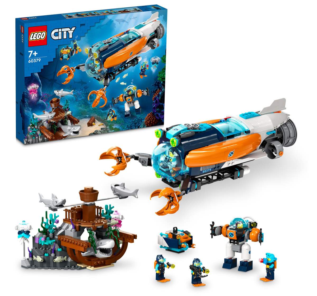 Lego City Deep-Sea Explorer Submarine 60379 Building Toy Set Multicolour For Kids Ages 7Y+ (842 Pieces)
