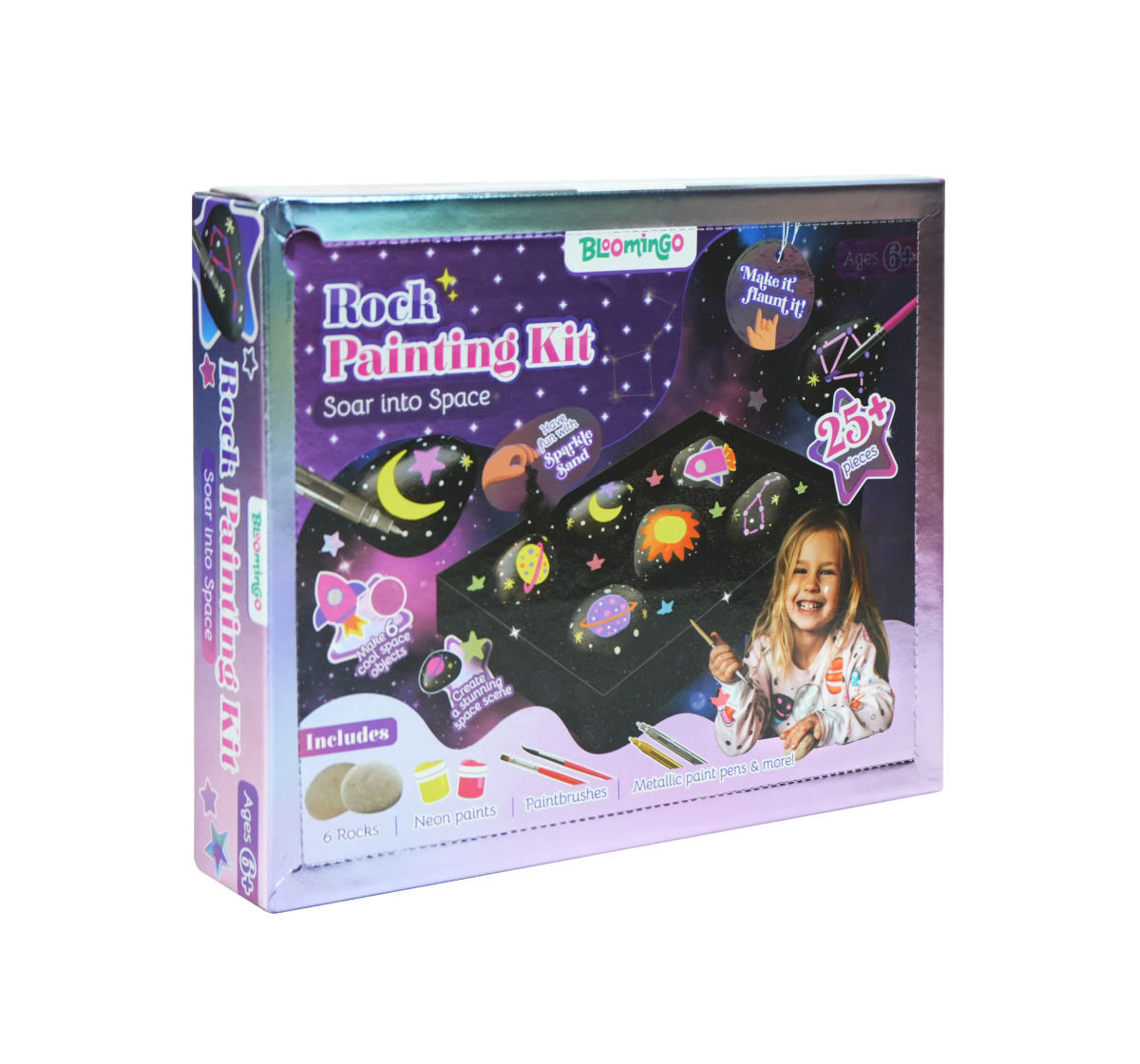 Bloomingo Rock Painting Kit - Soar Into Space, Art & Craft Kit, 6Y+