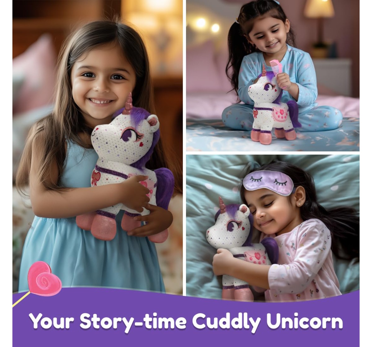 Playshifu Zeezee - The Smart Storyteller Interactive Unicorn Plush Toy, 3Y+