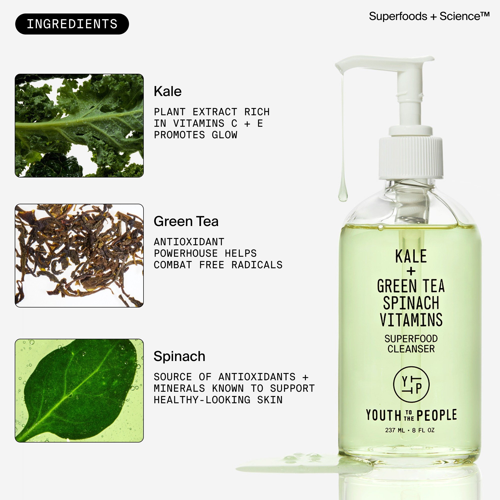 Kale Green Tea Spinach Age Prevention Cleanser Kale + Green Tea Spinach Vitamins Superfood Cleanser • 237ml