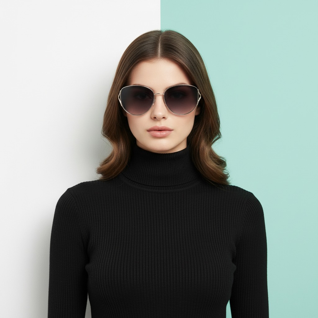 Silver Oval Sunglasses for Women