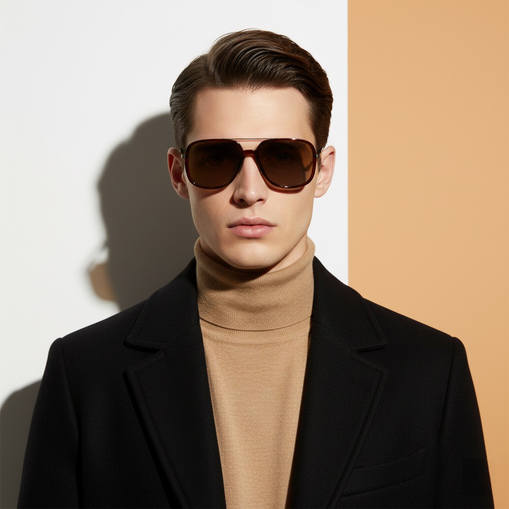 Brown Rectangle Sunglasses for Men