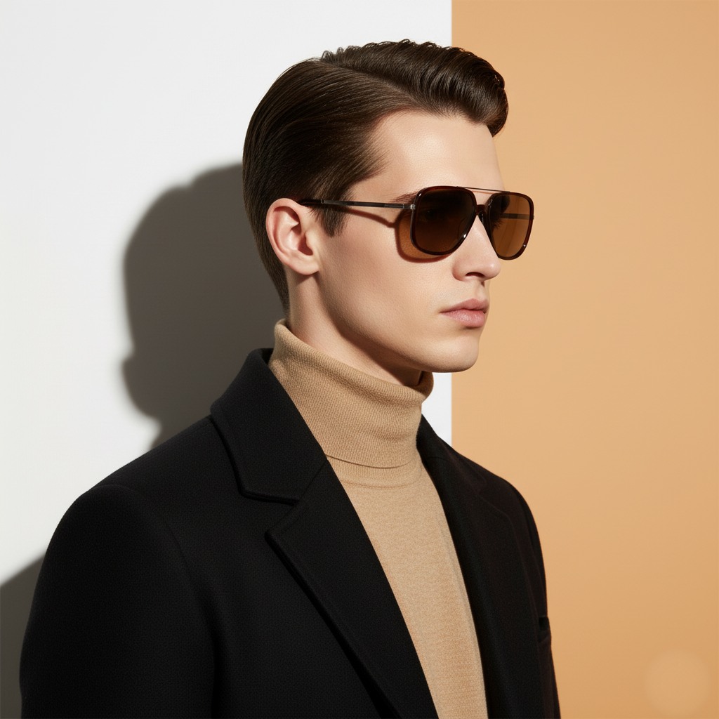 Brown Rectangle Sunglasses for Men