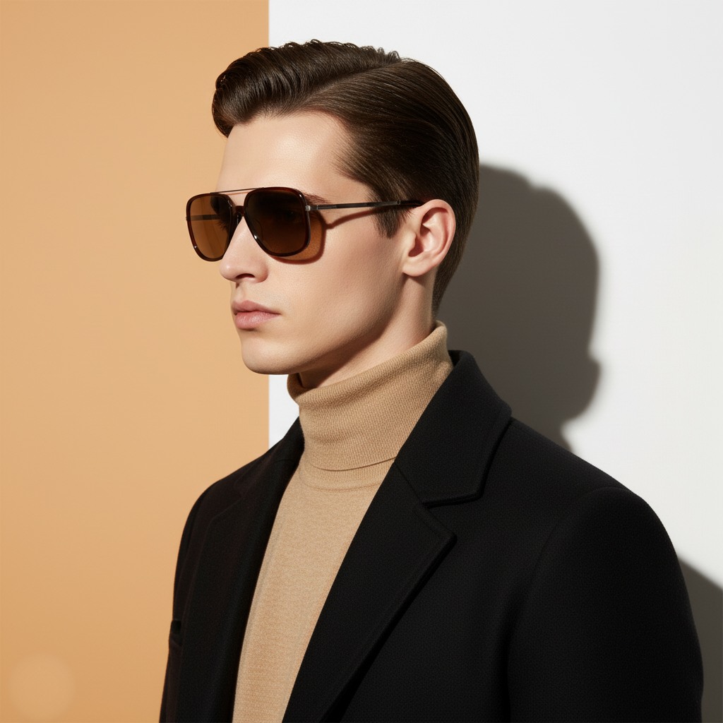 Brown Rectangle Sunglasses for Men