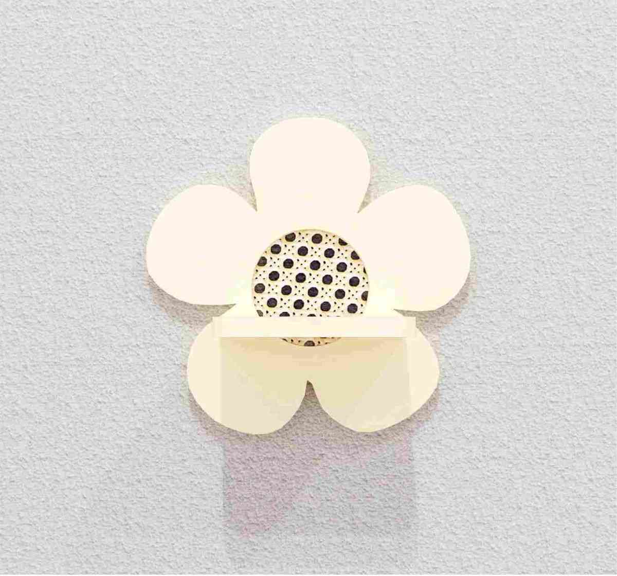 Waddle & Roo Flower Shelf with Wicker Yellow for Kids Room Decor