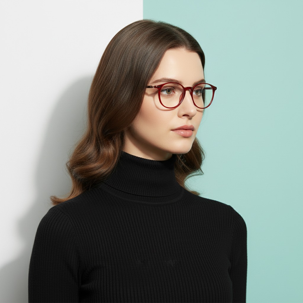 Red Round Frame for Women PopVue